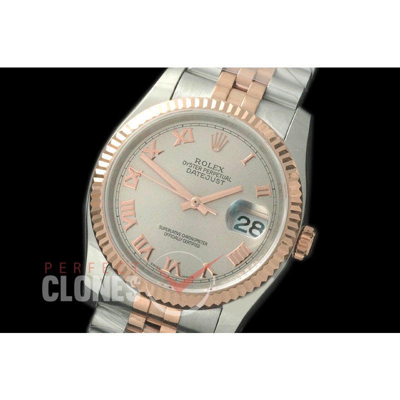 R36DJTR-723 116231 SS/RG Fluted/Jubilee Light Grey Roman SA 3135