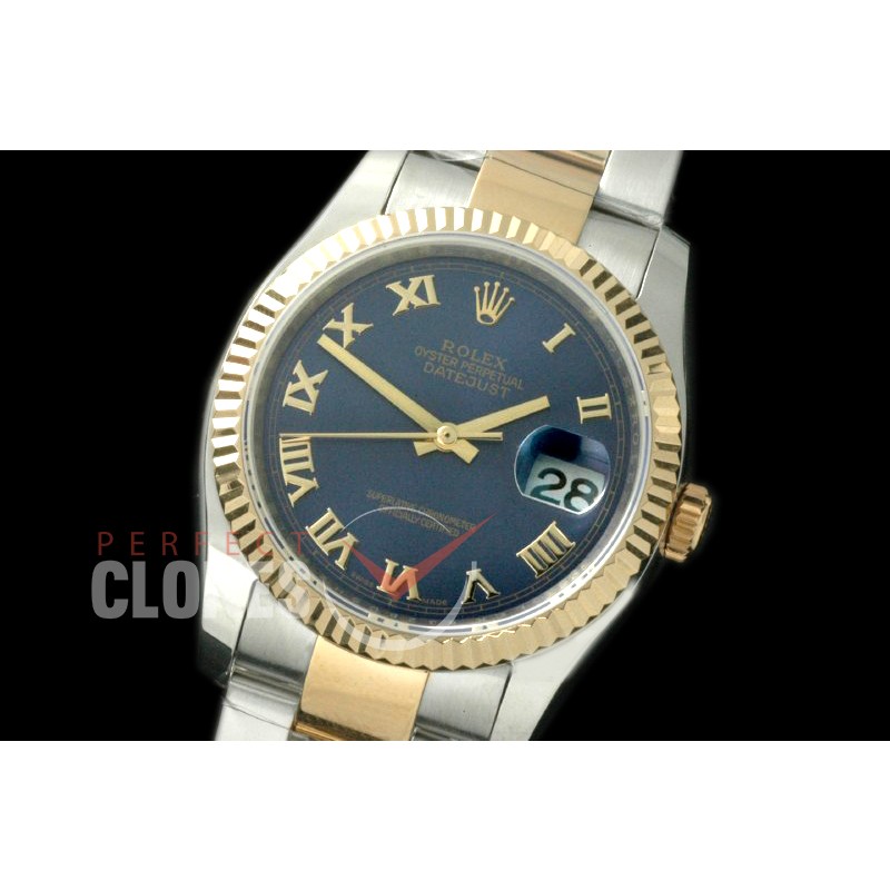 R36DJT-775 116233 SS/YG Fluted/Oyster Blue Roman SA 3135