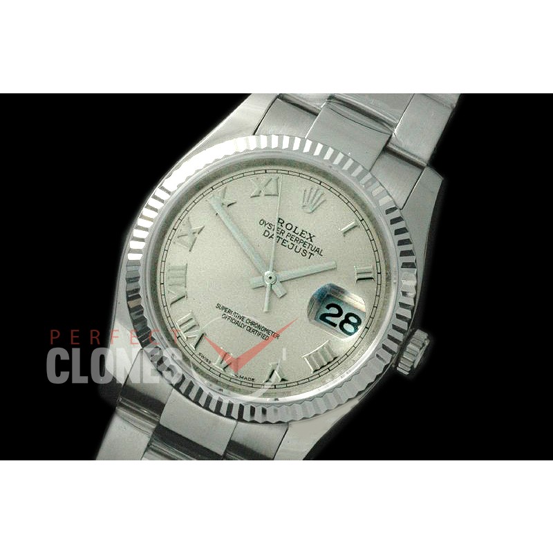 R36DJS-773 116234 SS/SS Fluted/Oyster Light Grey Roman SA 3135