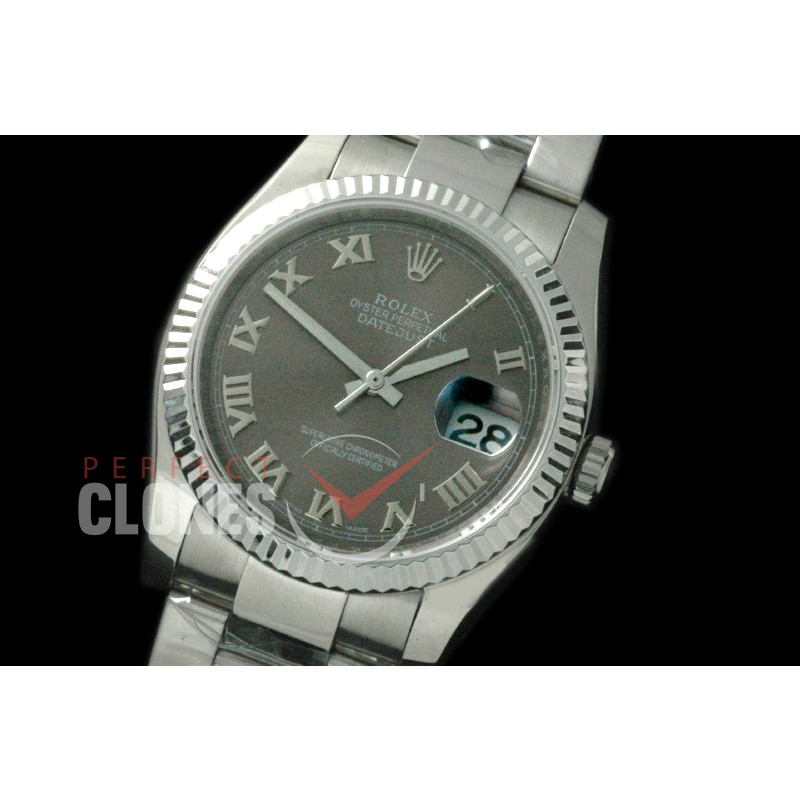 R36DJS-774 116234 SS/SS Fluted/Oyster Grey Roman SA 3135