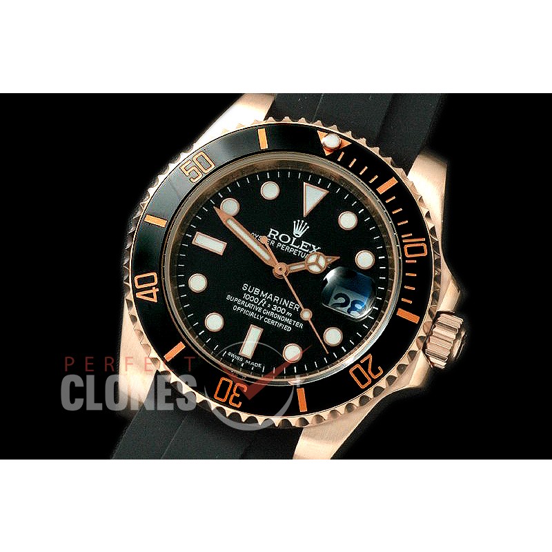 RLS-SP-016 Submariner 116610 Black on OysterFlex RG/RU A-2836