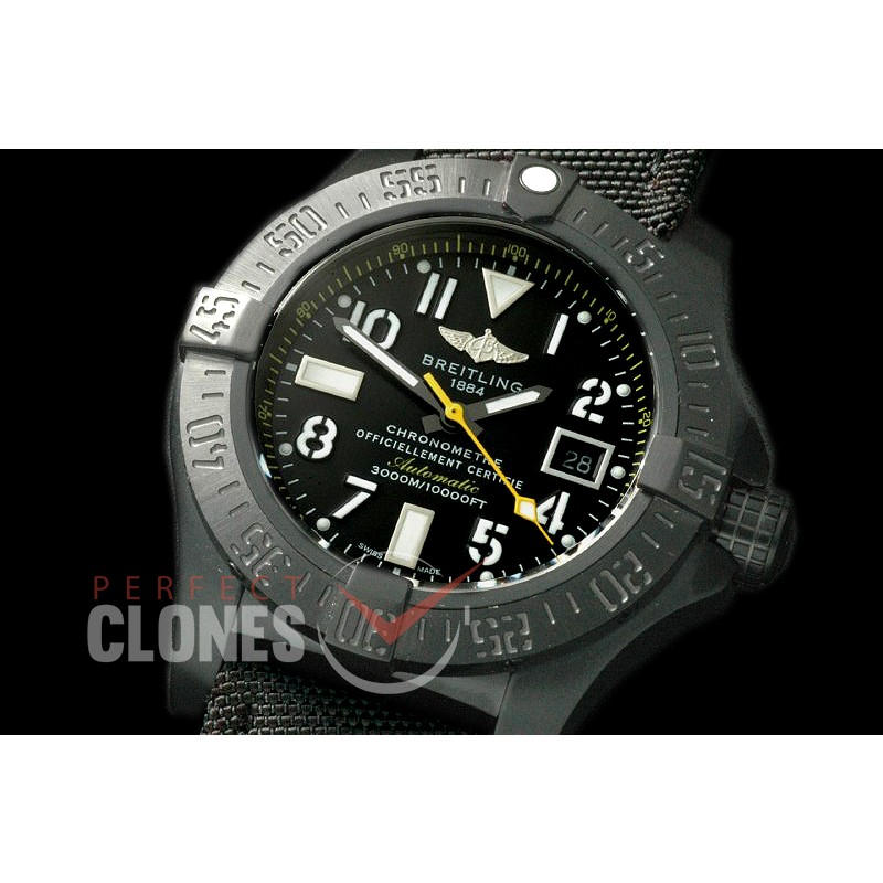 BLSW00006R Avenger Seawolf Blacksteel Code Yellow DLC/NY Black Asian Clone 2836