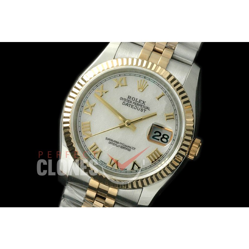 R36DJT-728 116233 SS/YG Fluted/Jubilee MOP White Roman SA 3135