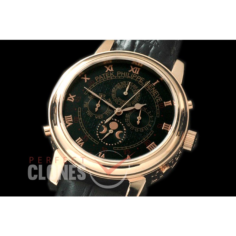 PPSM00112 Perpetual Calender Skymoon Tourbillon ( Dua Side) RG/LE Black