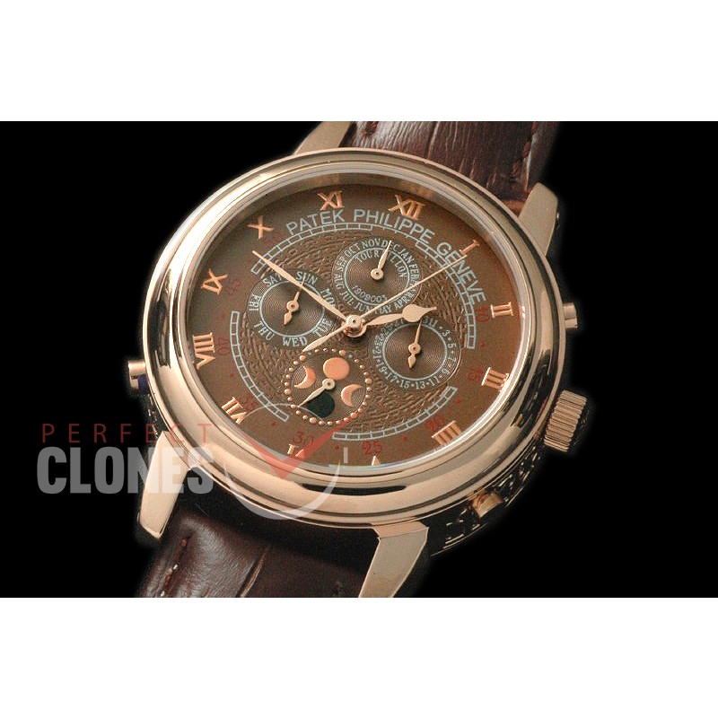 PPSM00113 Perpetual Calender Skymoon Tourbillon ( Dua Side) RG/LE Brown