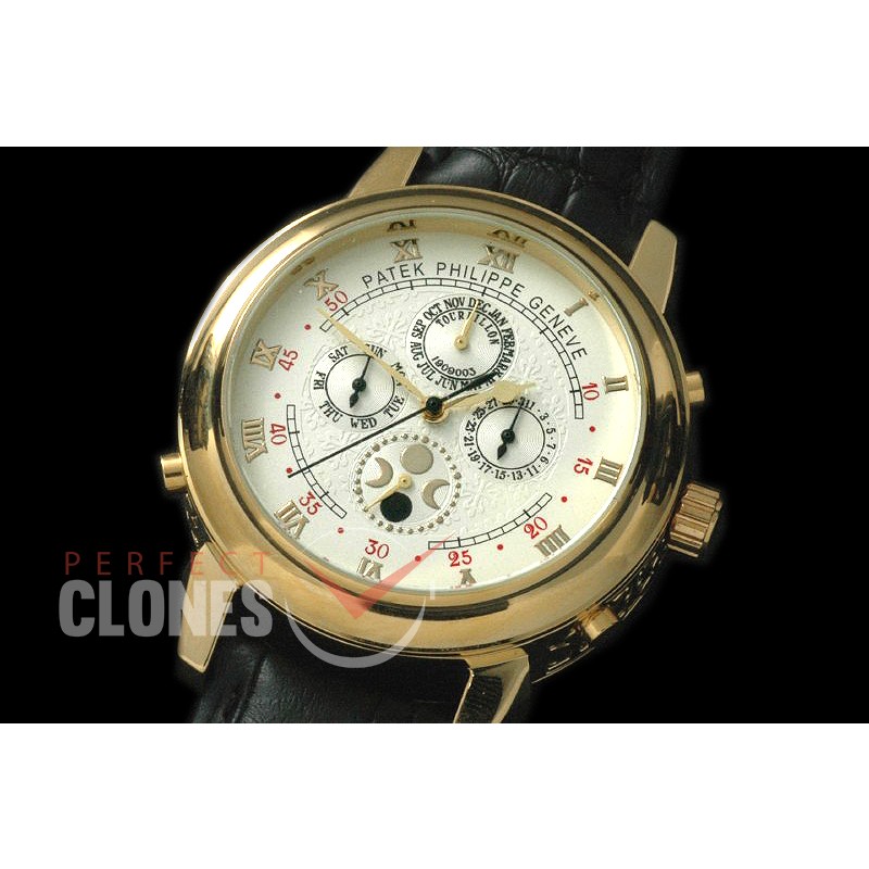 PPSM00106 Perpetual Calender Skymoon Tourbillon ( Dua Side) YG/LE White 