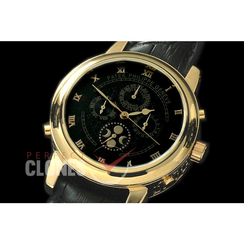 PPSM00107 Perpetual Calender Skymoon Tourbillon ( Dua Side) YG/LE Black