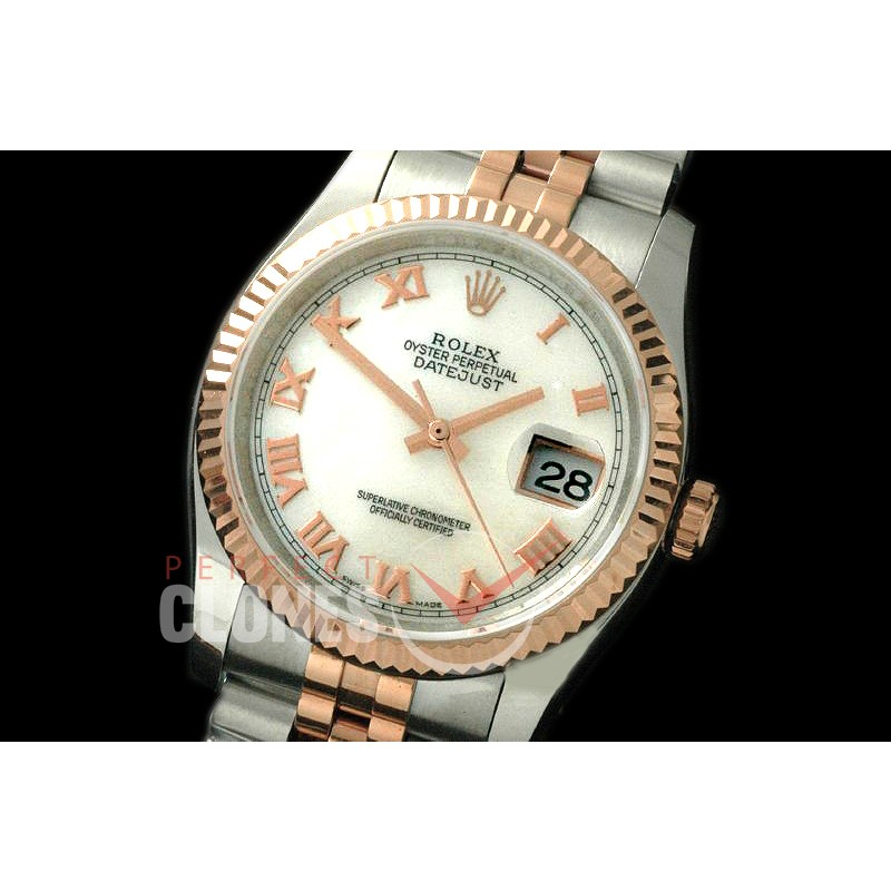 R36DJTR-728 116231 SS/RG Fluted/Jubilee MOP White Roman SA 3135