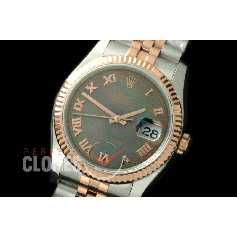 R36DJTR-729 116231 SS/RG Fluted/Jubilee MOP Black Roman SA 3135