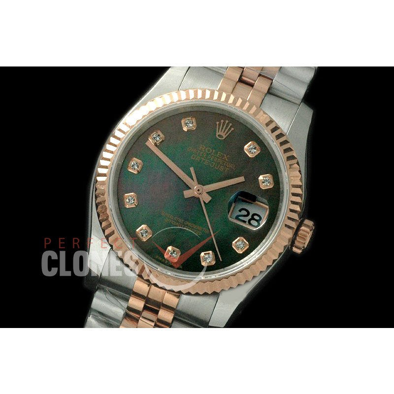 R36DJTR-719 116231 SS/RG Fluted/Jubilee MOP Black Diam SA 3135