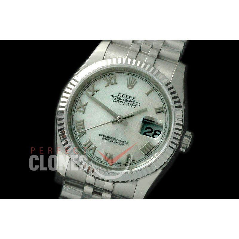 R36DJS-728 116234 SS/SS Fluted/Jubilee Light MOP White Roman SA 3135