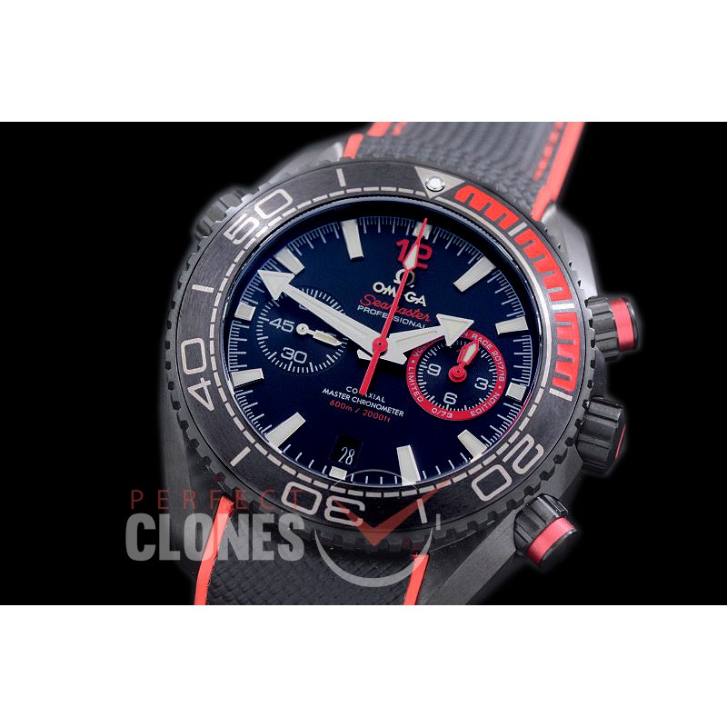 0 0 OMCPO45-922R 2018 Deep Black Planet Ocean Chrono Volvo Ocean Race Limited Ed CER/RU Black-Red A-7750