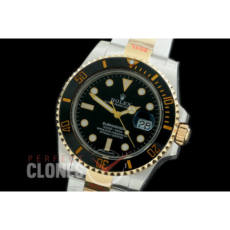 0 0 0 0 RLST00971A GMF 904L Steel Submariner 116613LN SS/YG Black A-2824