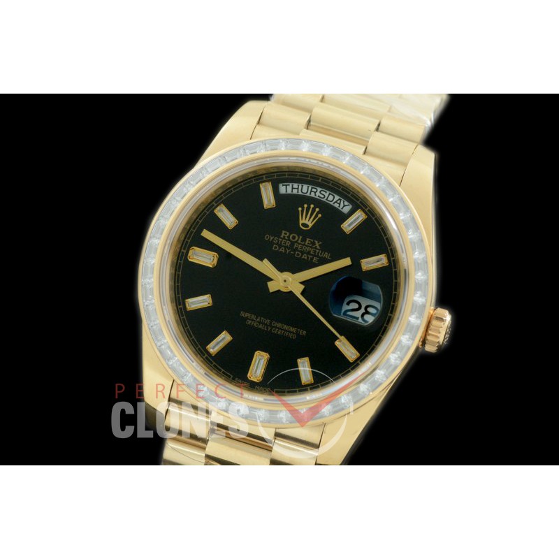 R40DDF00402D2 228348RBR YG/YG Baguette Cut Diam Bez Black Glazier Asian Clone 2836