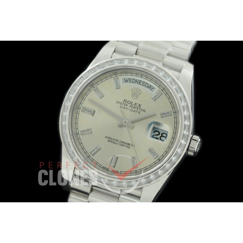 R40DDS00401D2 228349RBR SS/SS Baguette Cut Diam Bez Silver Glazier Asian Clone 2836
