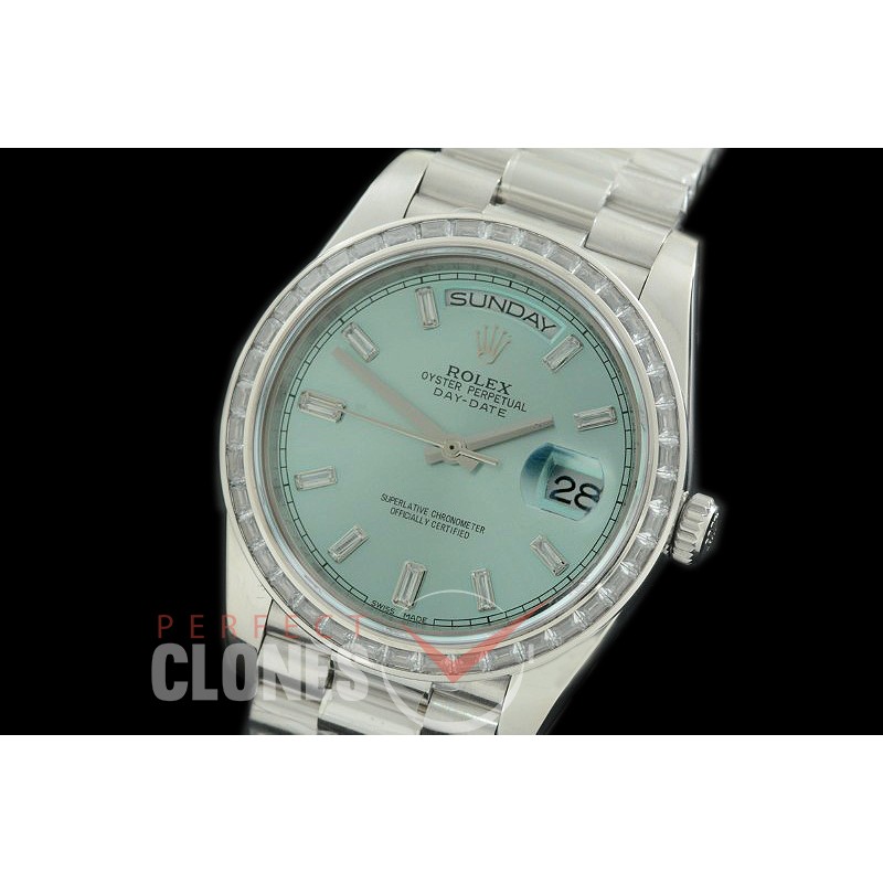 R40DDS00403D2 228349RBR SS/SS Baguette Cut Diam Bez Ice Blue Glazier Asian Clone 2836