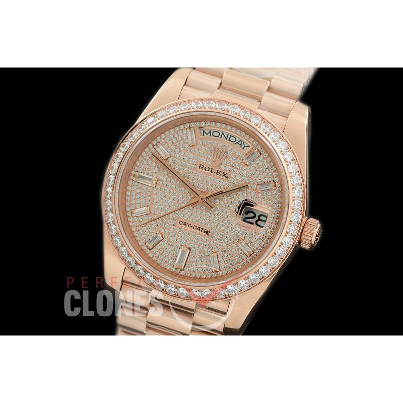 R40DDR00408D 228345RBR RG/RG Diam Bez Rose Gold Glazier Asian Clone 2836