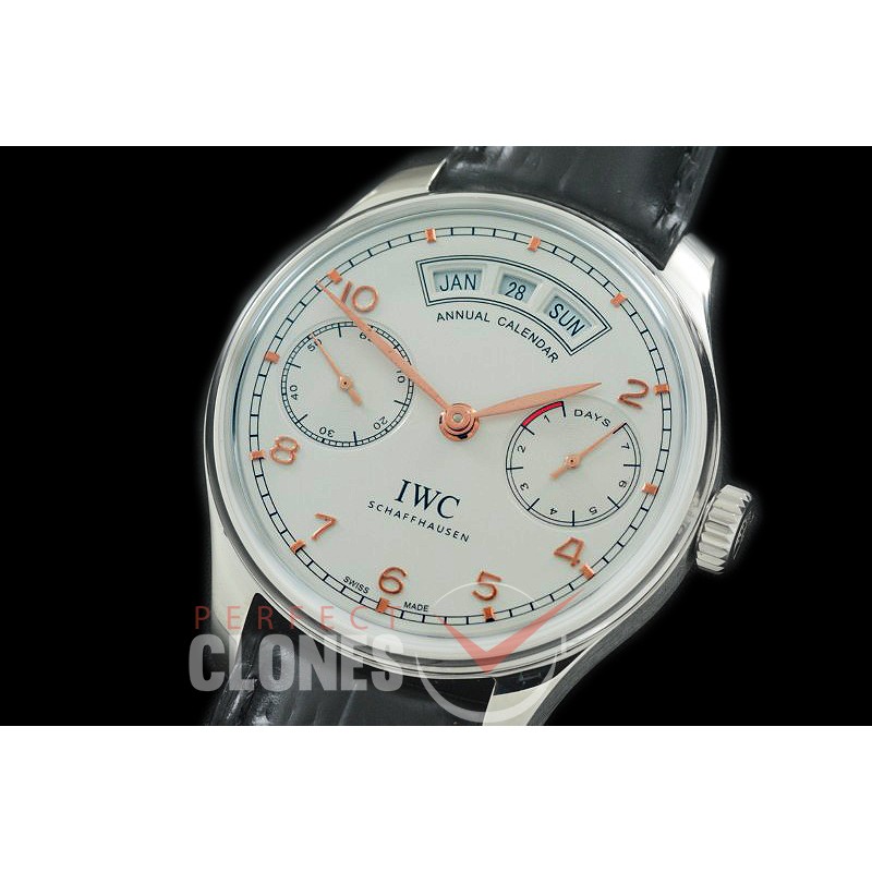 0 0 IWP7D00054R V2 Portugese 7 Days Annual Calender 5035 SS/LE White/Rose Gold A-52850