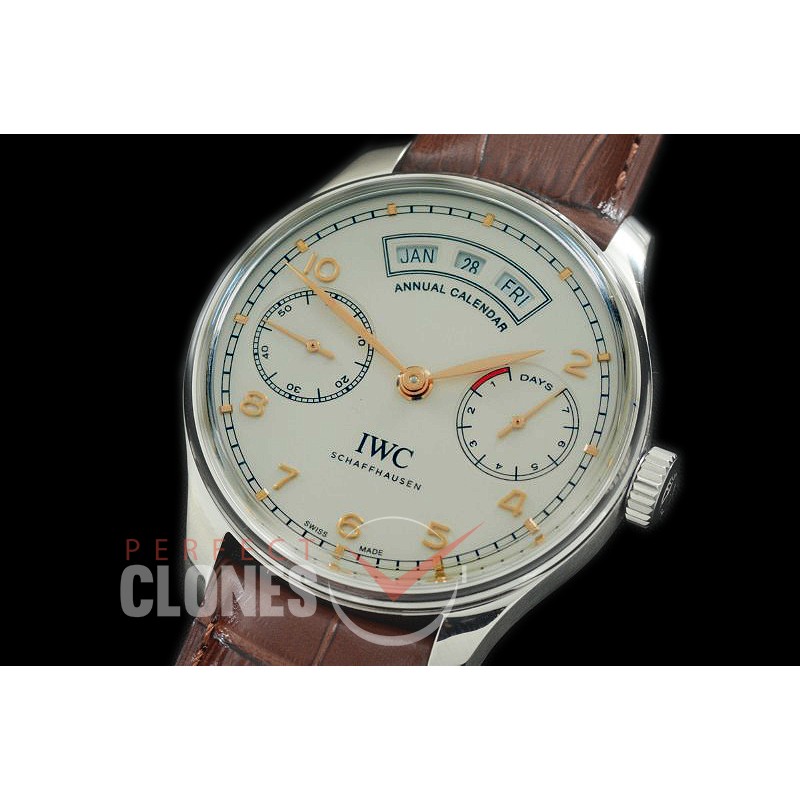 0 0 IWP7D00022 XF Portugese 7 Days Annual Calender 5035 SS/LE White-Champagne Gold A-52850