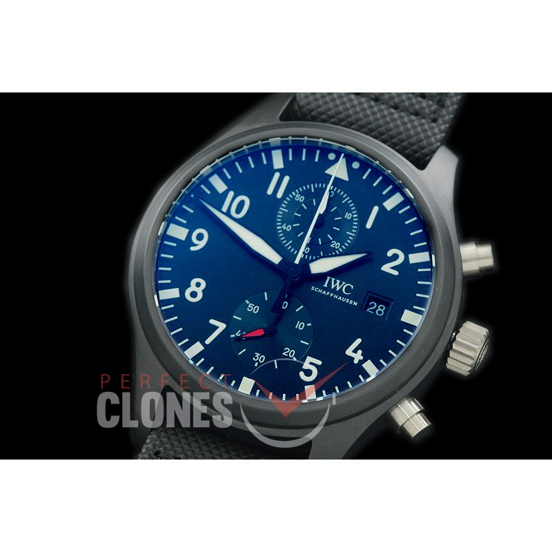 0 0 IWP00071 YLF Pilot Chronograph 389001 Top Gun CER/NY Black A-7750