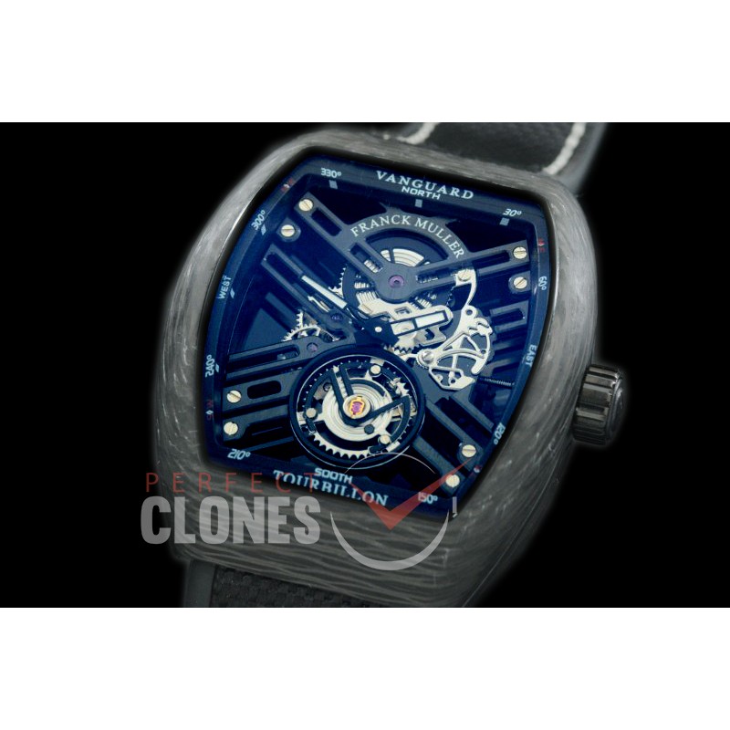 0 FMVG-024 Vanguard V41 S6 SQT Carbone Skeleton Forge Carbon Black Asian Custom Vertical Bridge HW Movt 