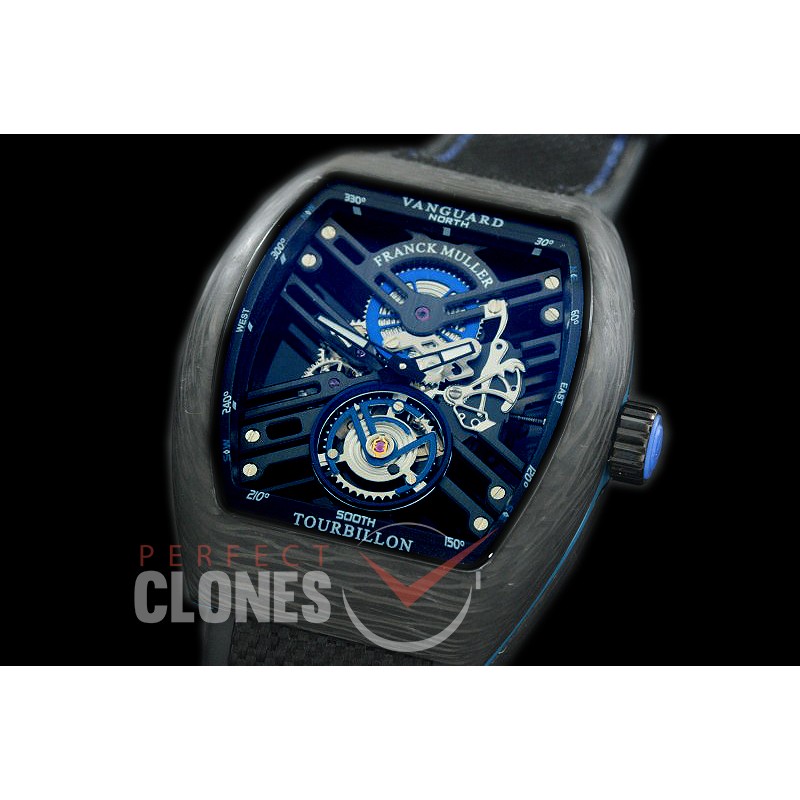 0 FMVG-023 Vanguard V41 S6 SQT Carbone Skeleton Forge Carbon Blue Asian Custom Vertical Bridge HW Movt 
