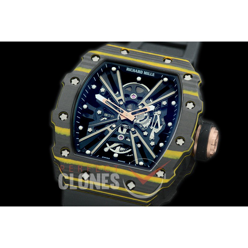 RM012-01-131N RM012 Tourbillon Black/Yellow NTPT/NY Black Skeleton Customized Movt