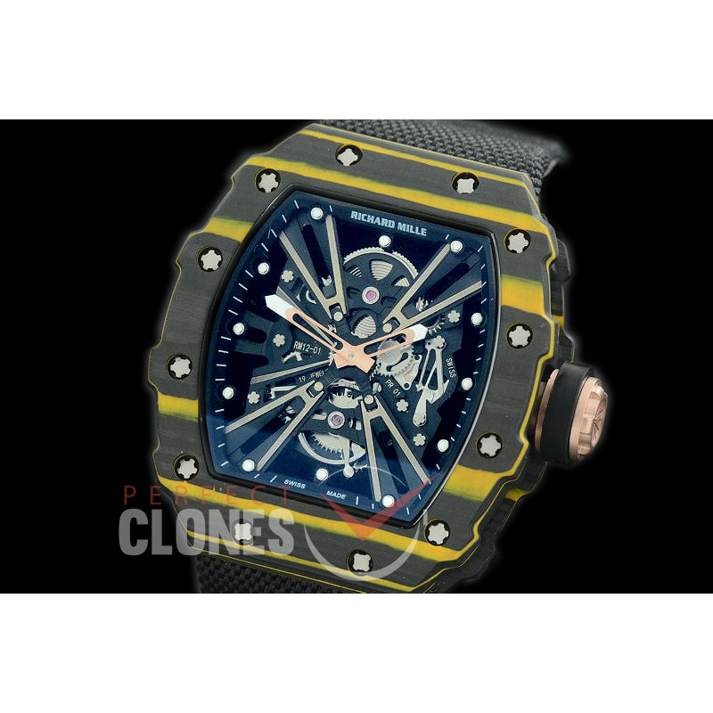 RM012-01-131 RM012 Tourbillon Black/Yellow NTPT/RU Black Skeleton Customized Movt
