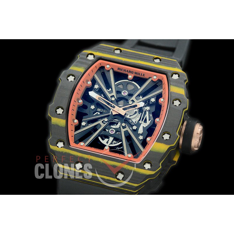 RM012-01-132N RM012 Tourbillon Black/Yellow NTPT/RU Black Skeleton Customized Movt