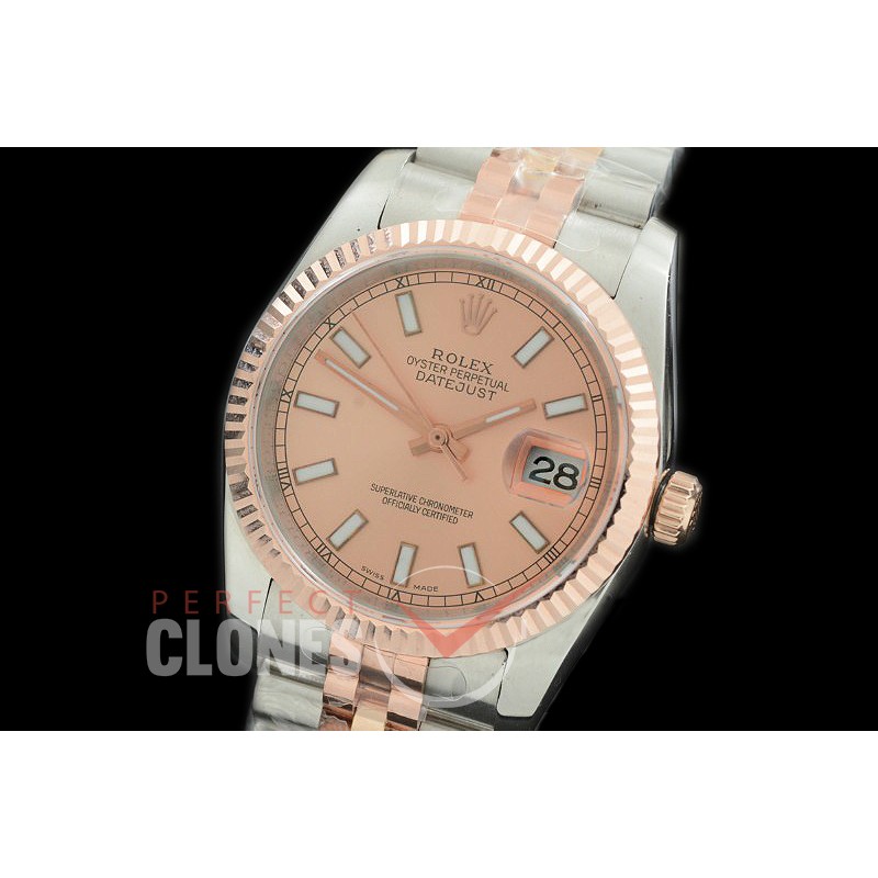 R36DJTR-356 GMF 126231 SS/RG Fluted/Jubilee Rose Gold Sticks SA 3135 904L Steel 