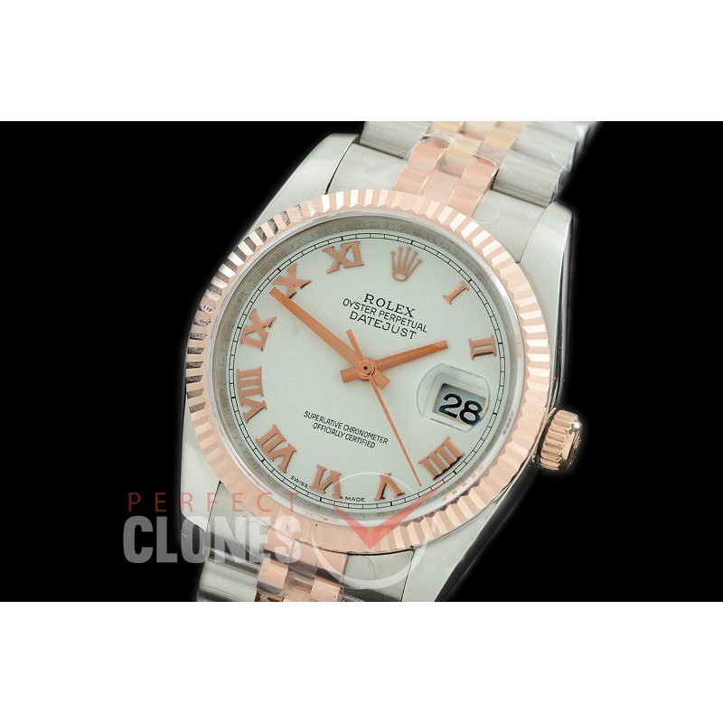 R36DJTR-371 GMF 126231 SS/RG Fluted/Jubilee White Roman SA 3135 904L Steel