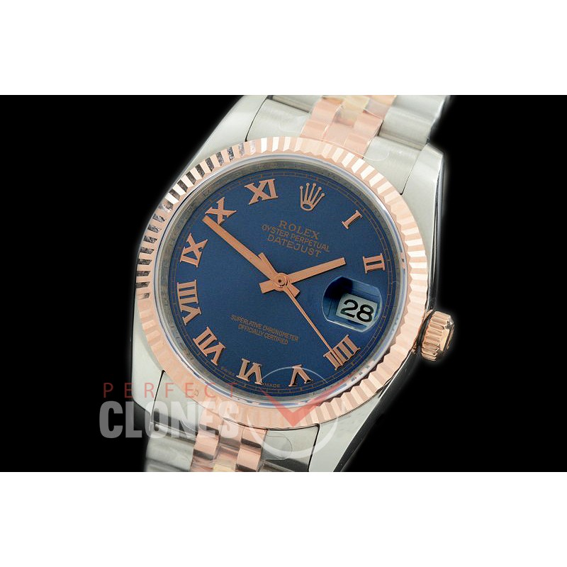 R36DJTR-374 GMF 126231 SS/RG Fluted/Jubilee Blue Roman SA 3135 904L Steel