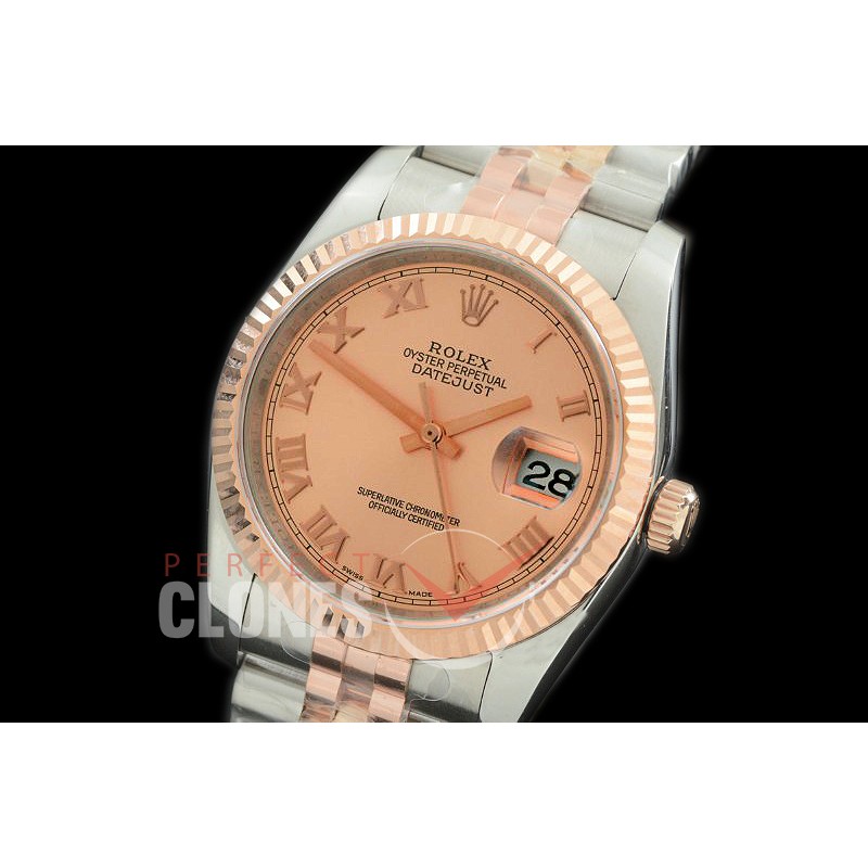 R36DJTR-375 GMF 126231 SS/RG Fluted/Jubilee Rose Roman SA 3135 904L Steel