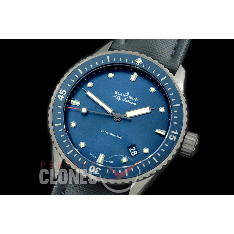 0 0 0 BP-50F-012 GF 50 Fathoms Bathyscaphe TI/NY Blue HZ7 Mod to Calibre 1315 - Free Rubber Strap