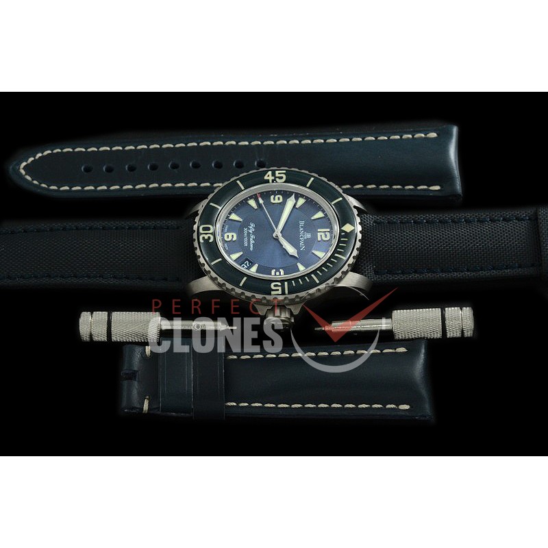 0 BP00008N2 50 Fathoms SS/NY Blue Asian 2824 Mod to Original Calibre Bridges - Free Rubber Strap with Toolkit 