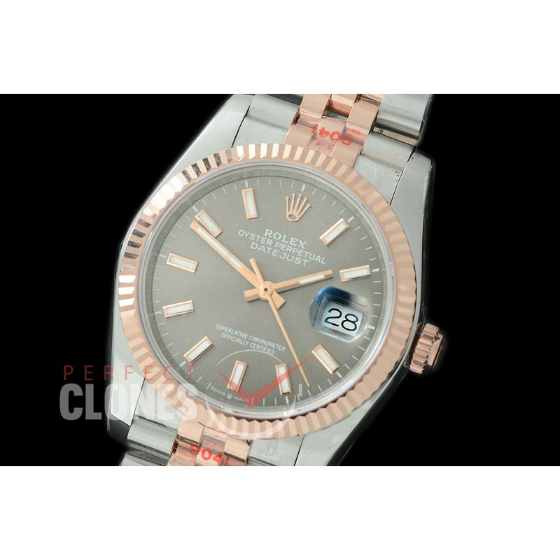 R36DJTR-303 GMF 126231 SS/RG Fluted/Jubilee Rhodium Grey Sticks SA 3135 904L Steel 