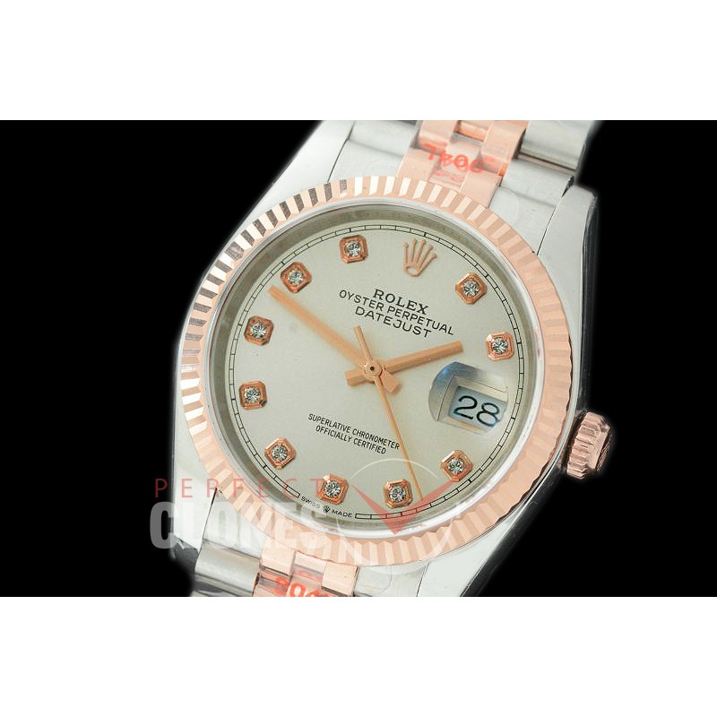 R36DJTR-311 GMF 126231 SS/RG Fluted/Jubilee White Diamonds SA 3135 904L Steel 