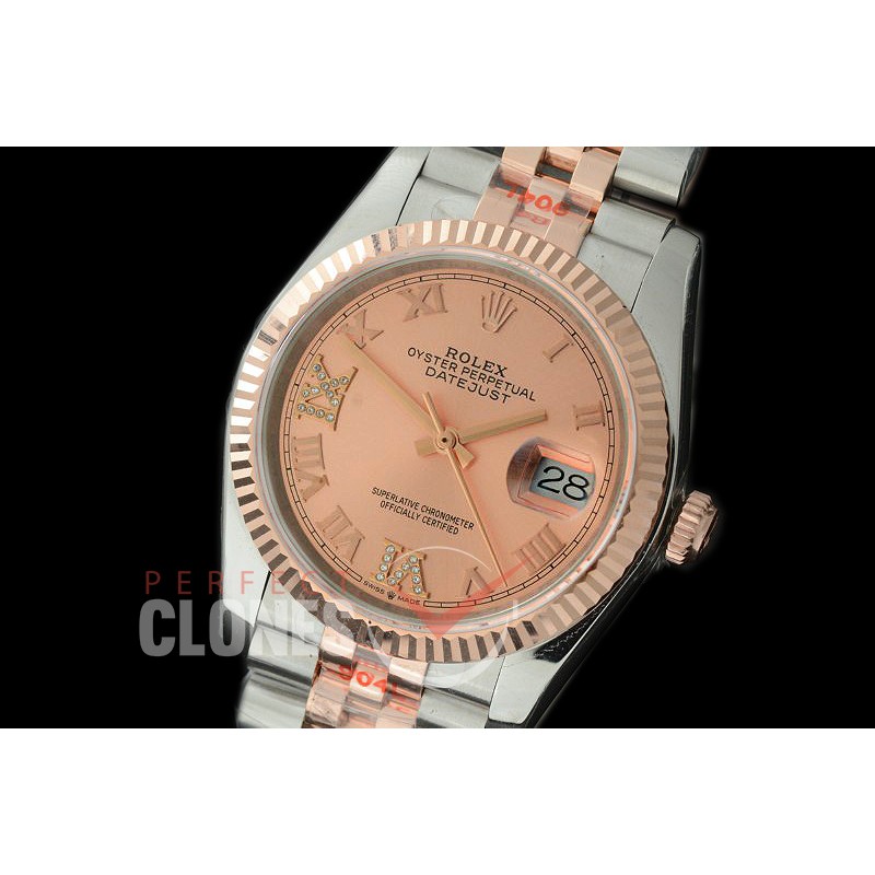 R36DJTR-336 GMF 126231 SS/RG Fluted/Jubilee White Roman SA 3135 904L Steel 