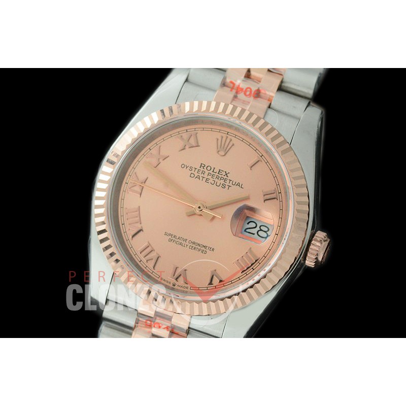 R36DJTR-326 GMF 126231 SS/RG Fluted/Jubilee Rose Gold Roman SA 3135 904L Steel 