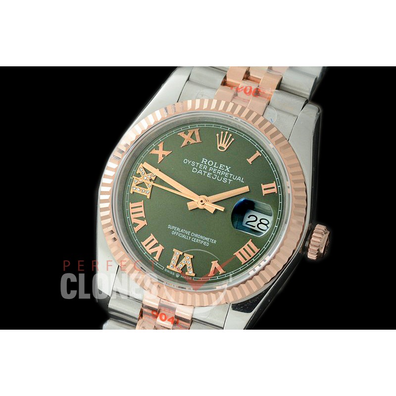 R36DJTR-337 GMF 126231 SS/RG Fluted/Jubilee Green Roman SA 3135 904L Steel 
