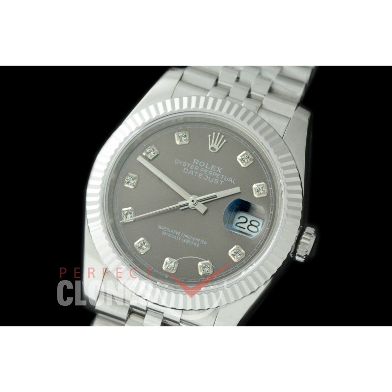 R36DJS-513 126234 SS/SS Fluted/Jubilee 2019 Rhodium Grey Diamonds A-2824
