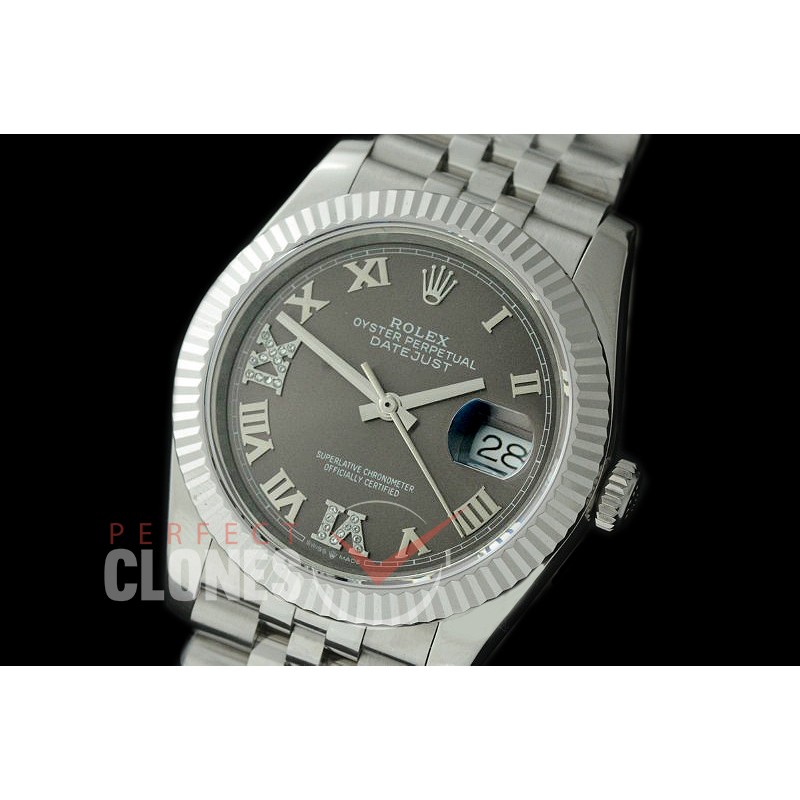 R36DJS-528 BP Datejust 36 126234 SS/SS Fluted/Jubilee 2019 Dark Rhodium Roman/Diamonds A-2824