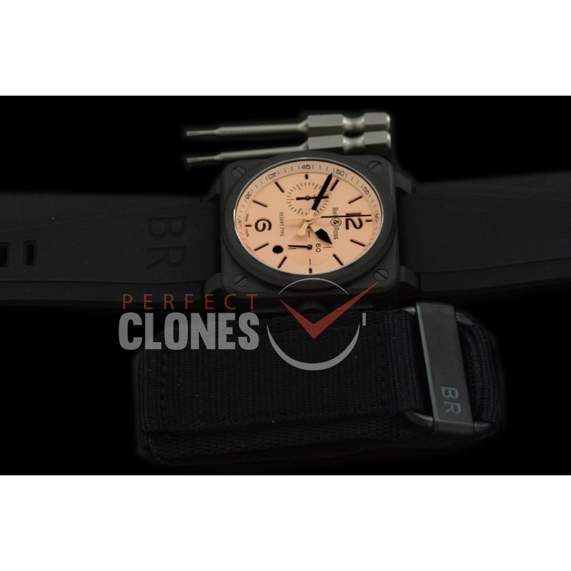 0 0 0 BR03-94-116 BR03-94 Desert Type Chronograph PVD/RU Amber A-7750 Sec at 3 - Bundle with Free Nylon Velcro Strap with Toolkit