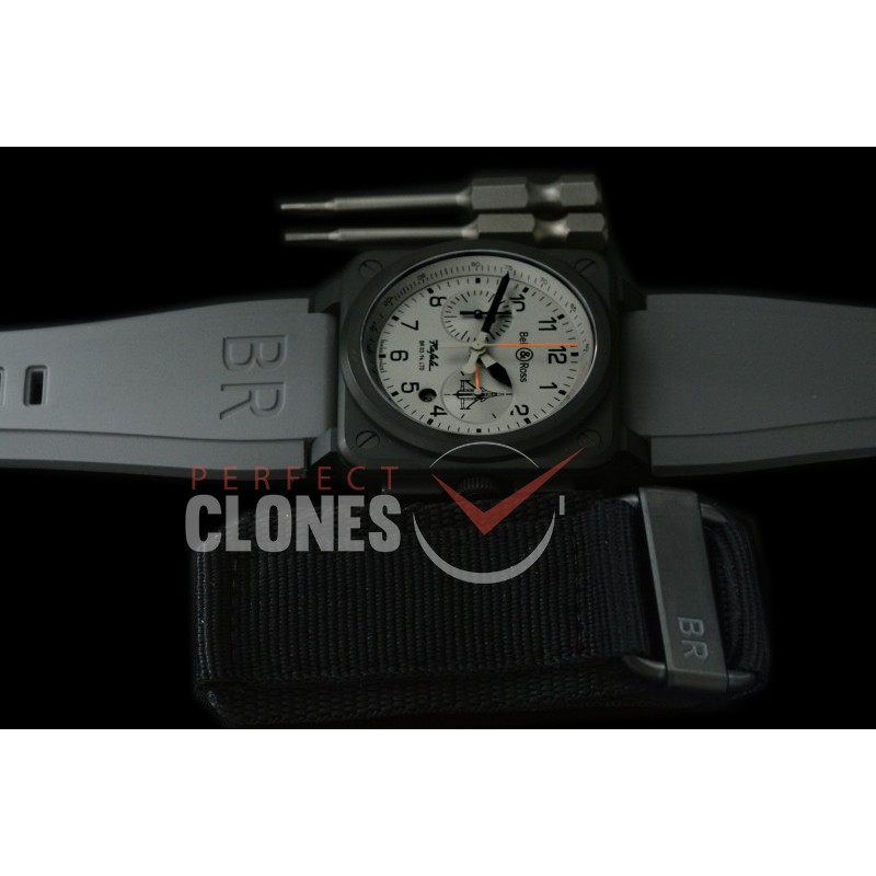 0 0 0 BR03-94-117 BR03-94 Rafale Limited Ed Chronograph PVD/RU Black A-7750 Sec at 3 - Bundle with Free Nylon Velcro Strap with Toolkit