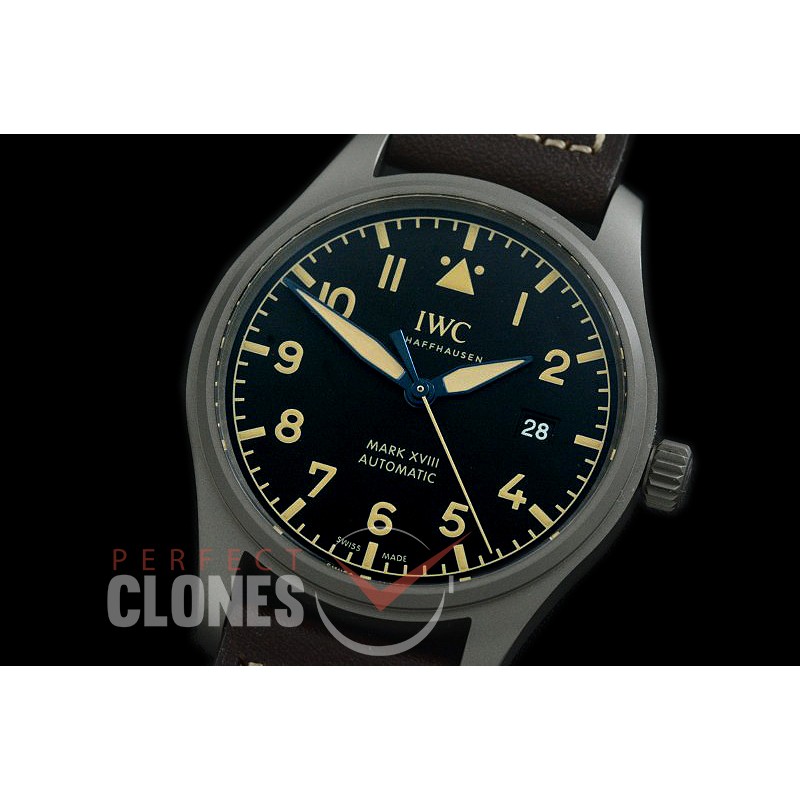 IWM18-008 M+F Mark XVIII Pilot Heritage Special Edition Automatic IW327006 TI/LE Black A-35111 - Free Nato Strap Bundle