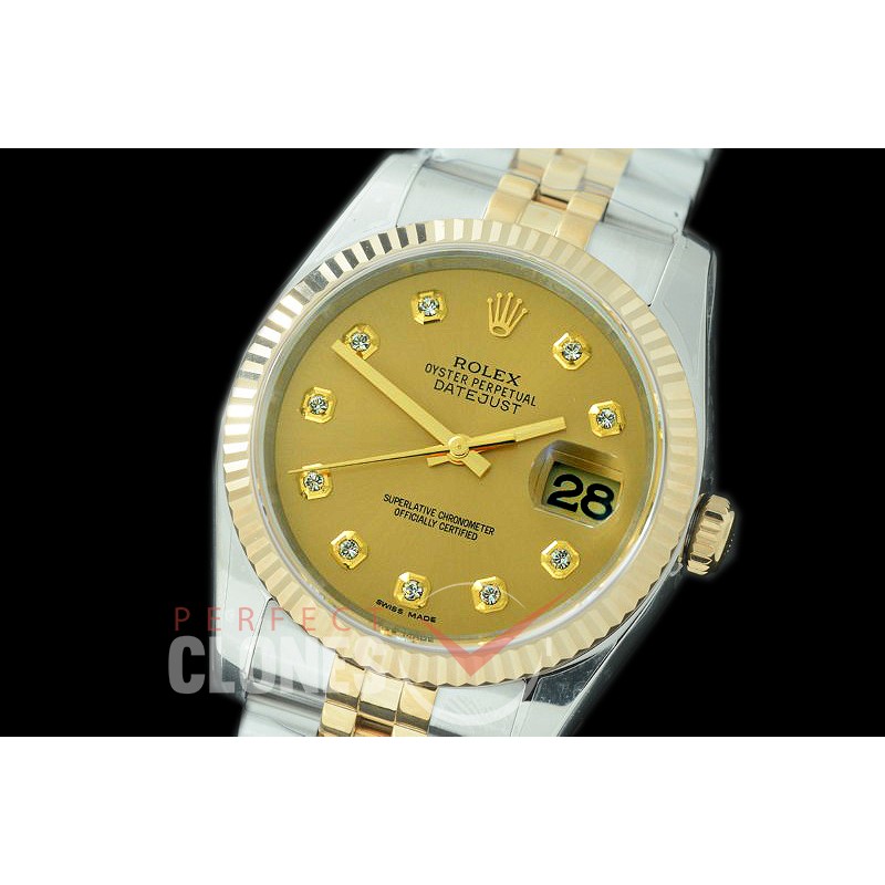 R36DJT-963 ARF/JF 116233 SS/YG Fluted/Jubilee Gold Diamonds SH 3135 904L Steel 