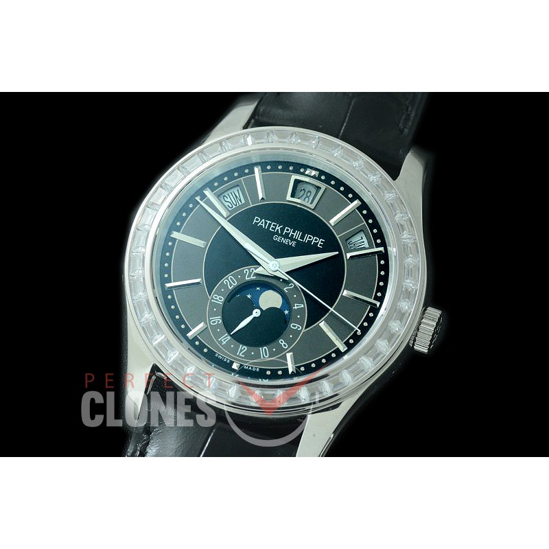 PP-5205-132D 5205 Annual Calendar / Moon Phase Complications SS/LE Black Miyota 9100 Mod to Calibre 324 