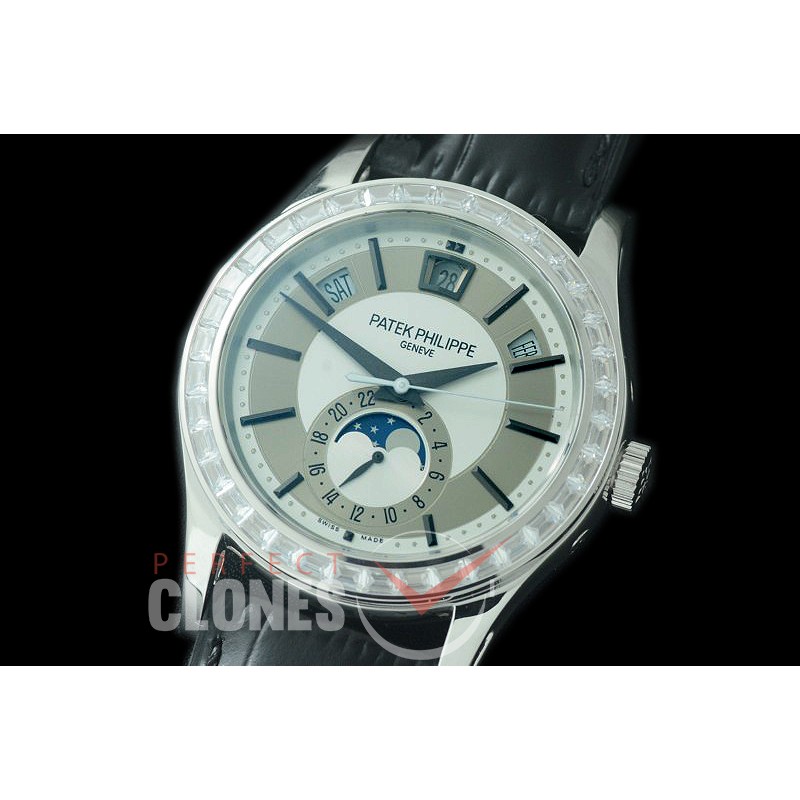 PP-5205-131D 5205 Annual Calendar / Moon Phase Complications SS/LE White Miyota 9100 Mod to Calibre 324 