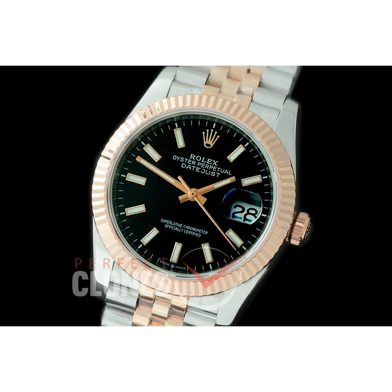 R36DJTR-502F BP Datejust 36 120231 SS/RG Fluted/Jubilee 2019 Black Sticks A-2824