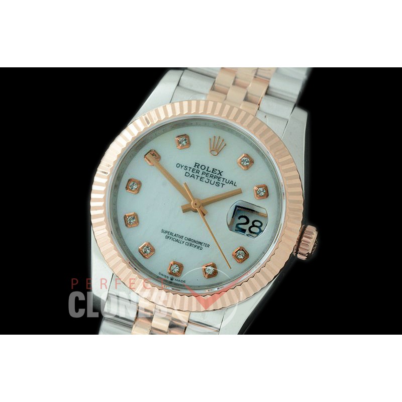 R36DJTR-517F BP Datejust 36 120231 SS/RG Fluted/Jubilee 2019 MOP White Diamonds A-2824